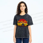 Unisex Japanese Cars Printed Washed Tee