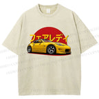 Unisex Japanese Cars Printed Washed Tee
