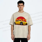 Unisex Japanese Cars Printed Washed Tee