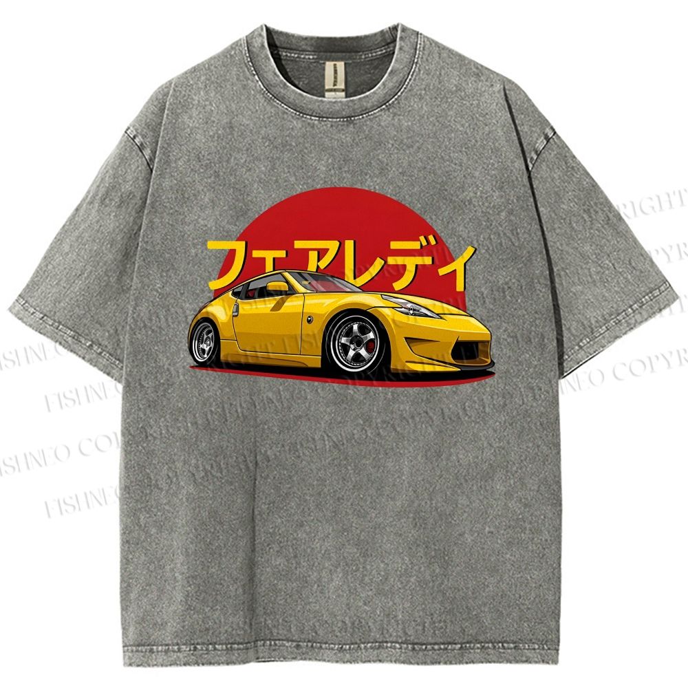 Unisex Japanese Cars Printed Washed Tee