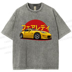 Unisex Japanese Cars Printed Washed Tee