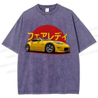 Unisex Japanese Cars Printed Washed Tee
