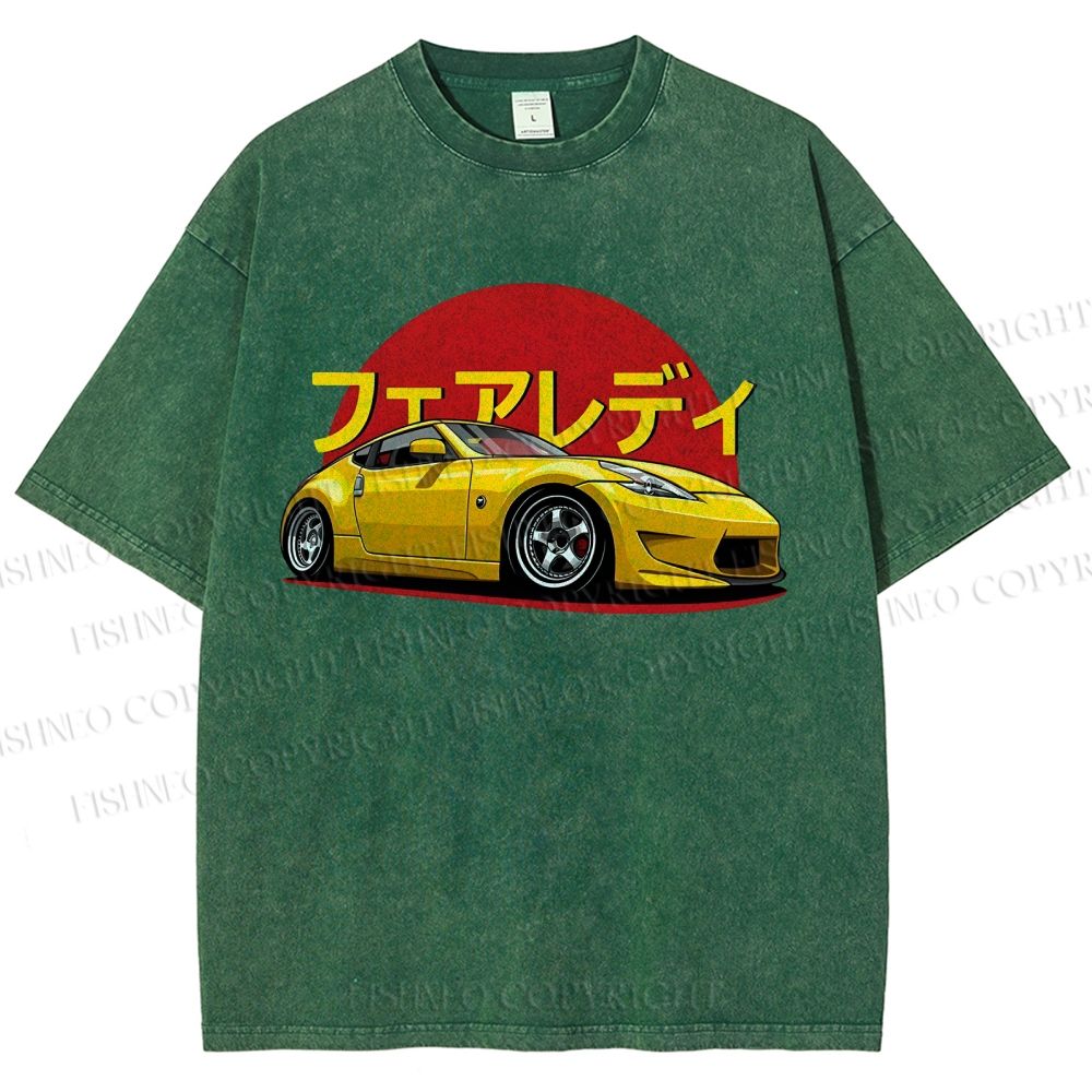 Unisex Japanese Cars Printed Washed Tee