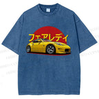 Unisex Japanese Cars Printed Washed Tee
