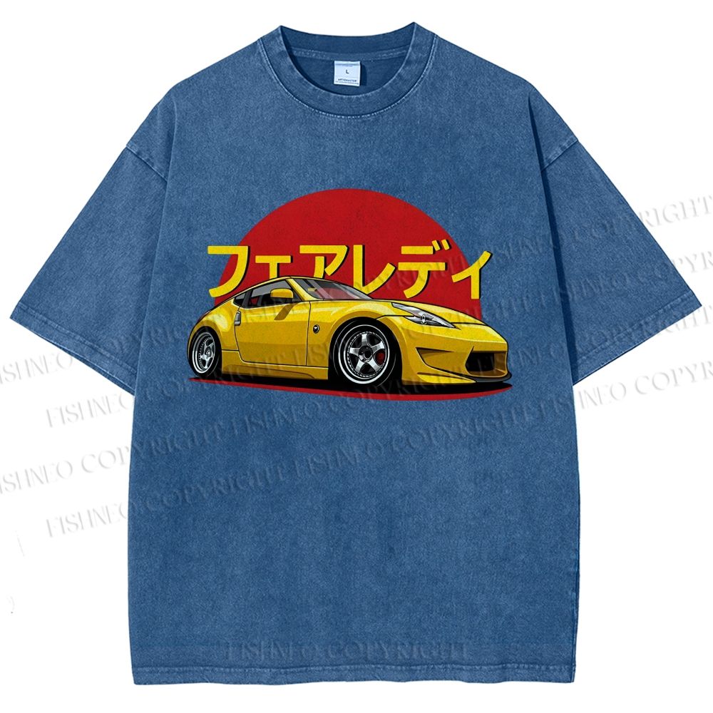 Unisex Japanese Cars Printed Washed Tee