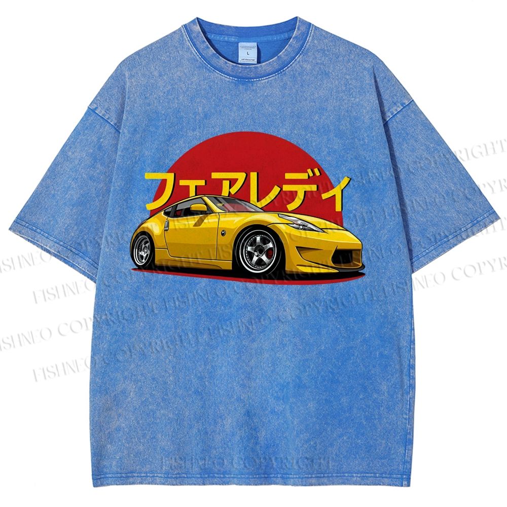 Unisex Japanese Cars Printed Washed Tee