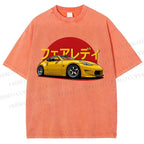 Unisex Japanese Cars Printed Washed Tee