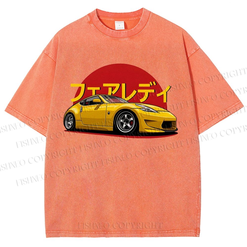 Unisex Japanese Cars Printed Washed Tee