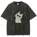 Unisex Query Cat Printed Washed Tee