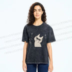 Unisex Query Cat Printed Washed Tee
