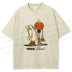 Unisex Trick And Treat Printed Washed Tee