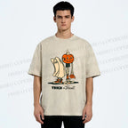 Unisex Trick And Treat Printed Washed Tee