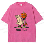 Unisex Trick And Treat Printed Washed Tee