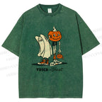 Unisex Trick And Treat Printed Washed Tee