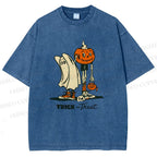 Unisex Trick And Treat Printed Washed Tee