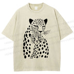 Unisex Leopards Printed Washed Tee