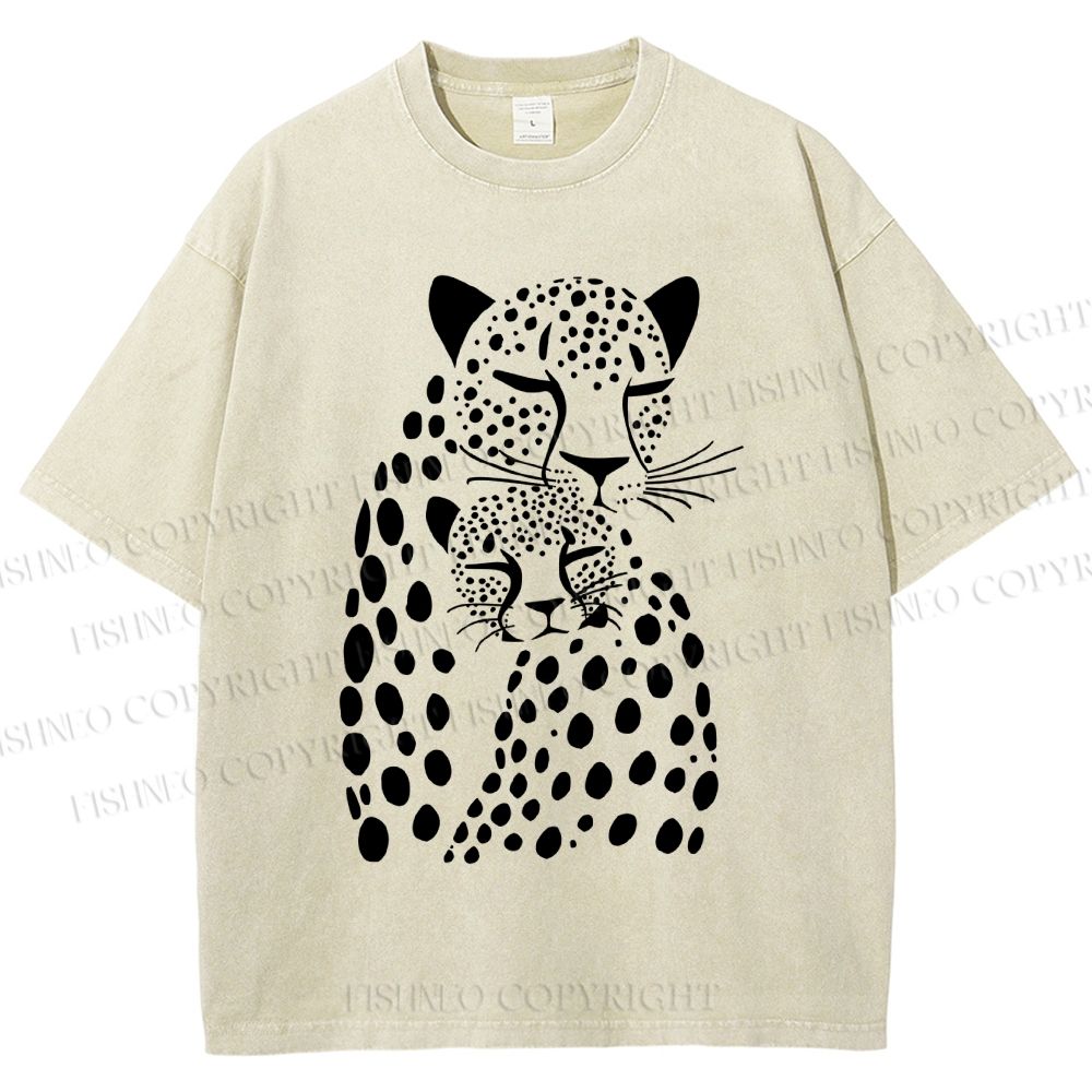 Unisex Leopards Printed Washed Tee