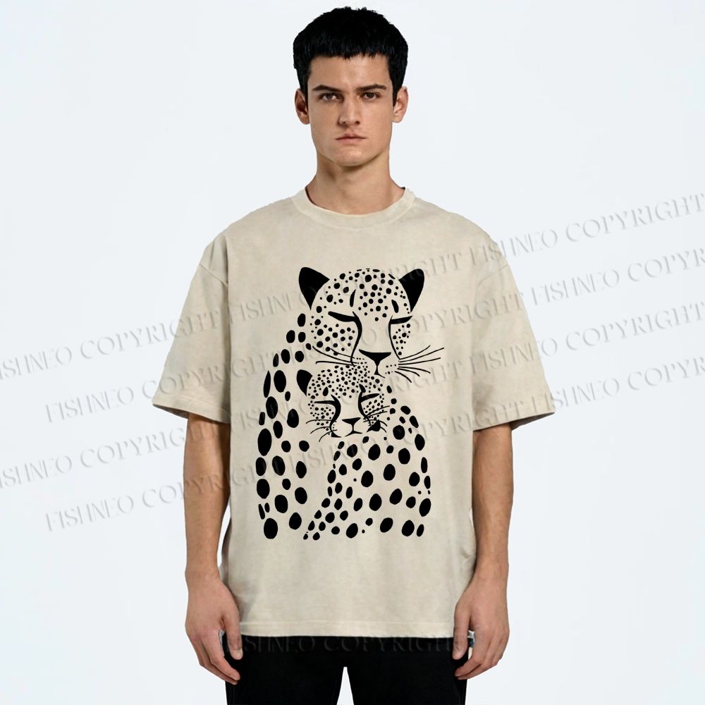 Unisex Leopards Printed Washed Tee