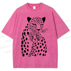 Unisex Leopards Printed Washed Tee