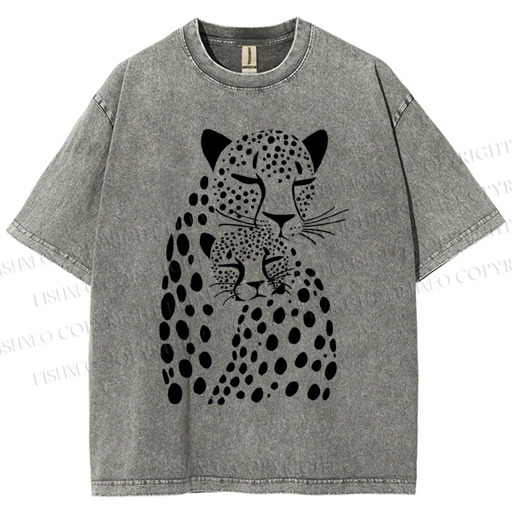 Unisex Leopards Printed Washed Tee