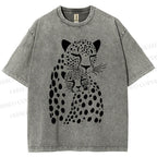 Unisex Leopards Printed Washed Tee