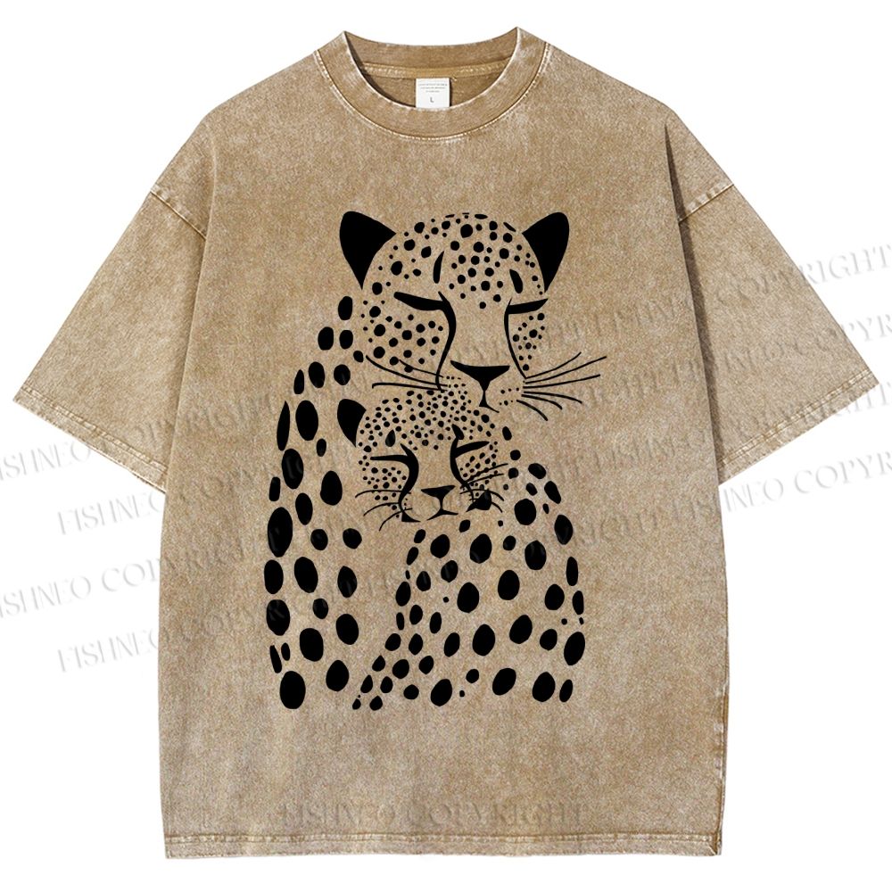 Unisex Leopards Printed Washed Tee