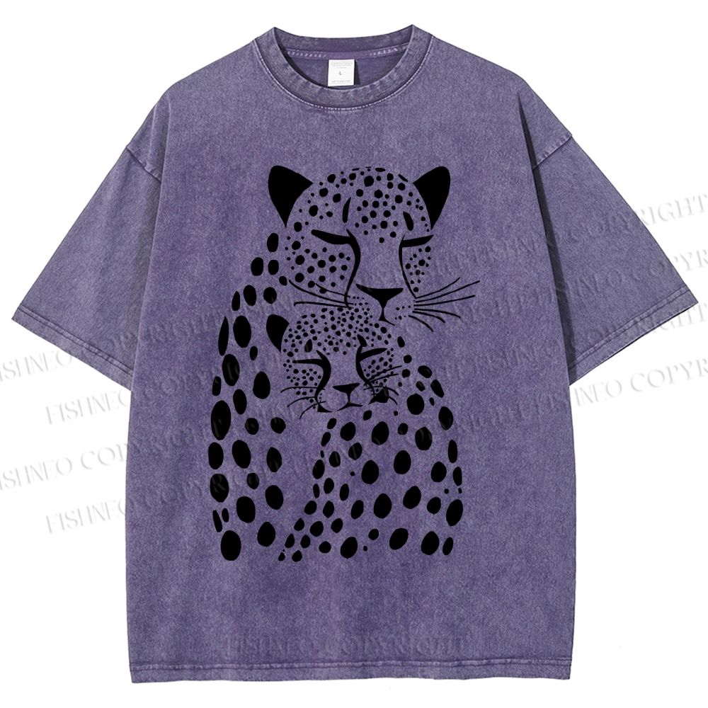 Unisex Leopards Printed Washed Tee