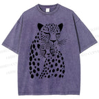 Unisex Leopards Printed Washed Tee
