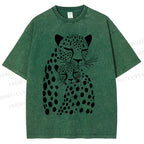 Unisex Leopards Printed Washed Tee