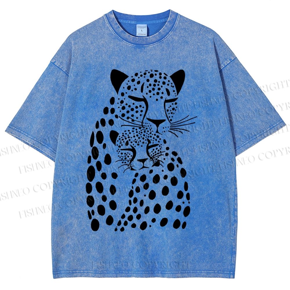 Unisex Leopards Printed Washed Tee
