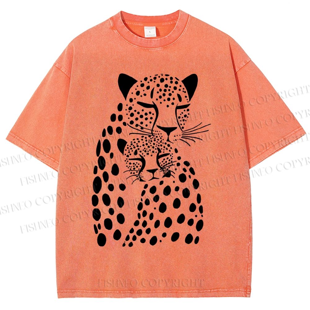 Unisex Leopards Printed Washed Tee