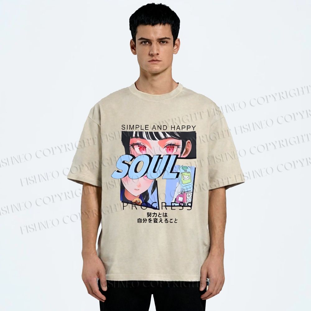 Unisex Soul Progress Printed Washed Tee