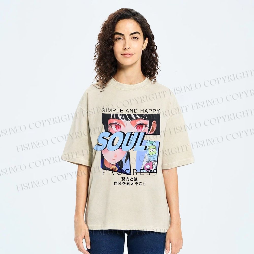 Unisex Soul Progress Printed Washed Tee
