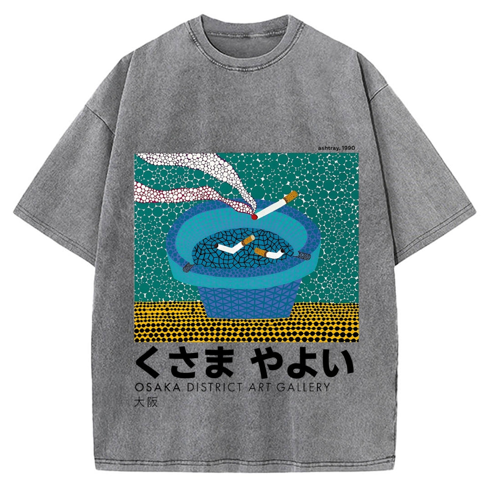 Japanese Polka Dot Art Cigarette Butts Vintage Washed T-shirt