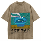 Japanese Polka Dot Art Cigarette Butts Vintage Washed T-shirt