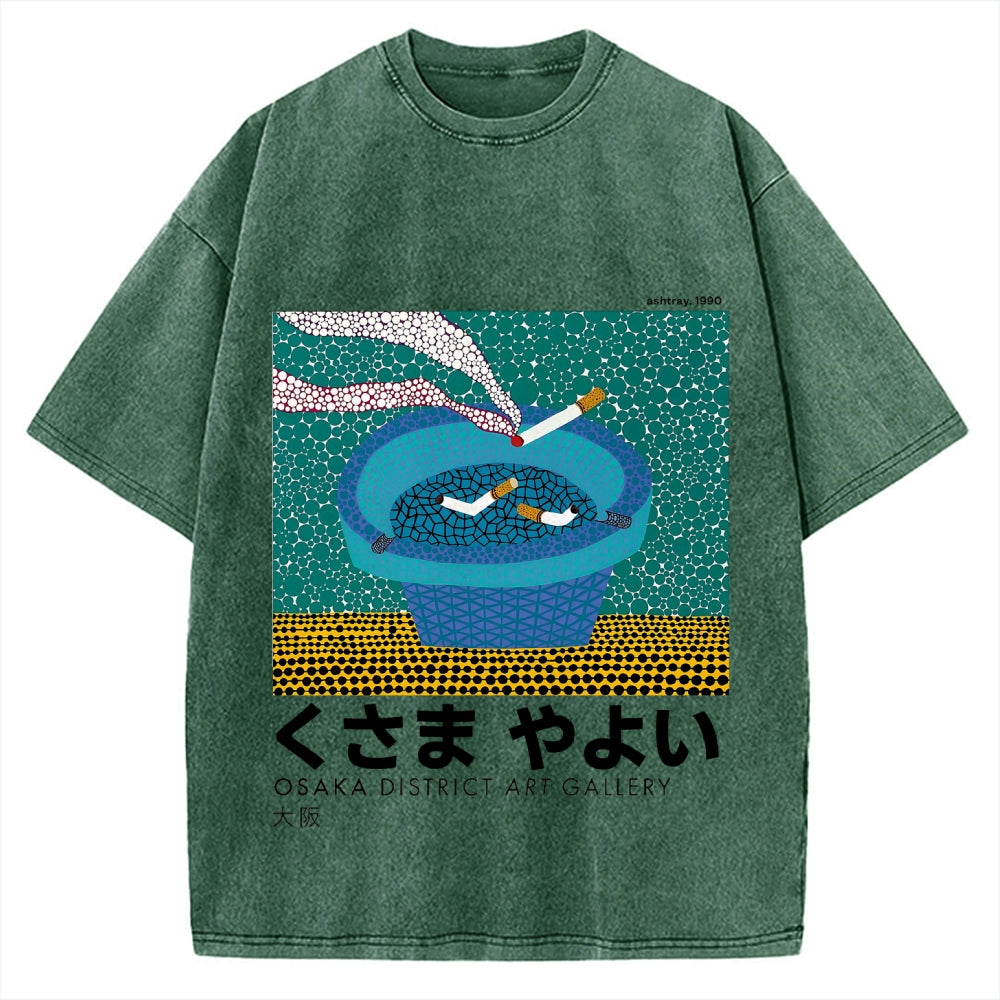 Japanese Polka Dot Art Cigarette Butts Vintage Washed T-shirt
