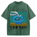 Japanese Polka Dot Art Cigarette Butts Vintage Washed T-shirt