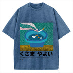 Japanese Polka Dot Art Cigarette Butts Vintage Washed T-shirt