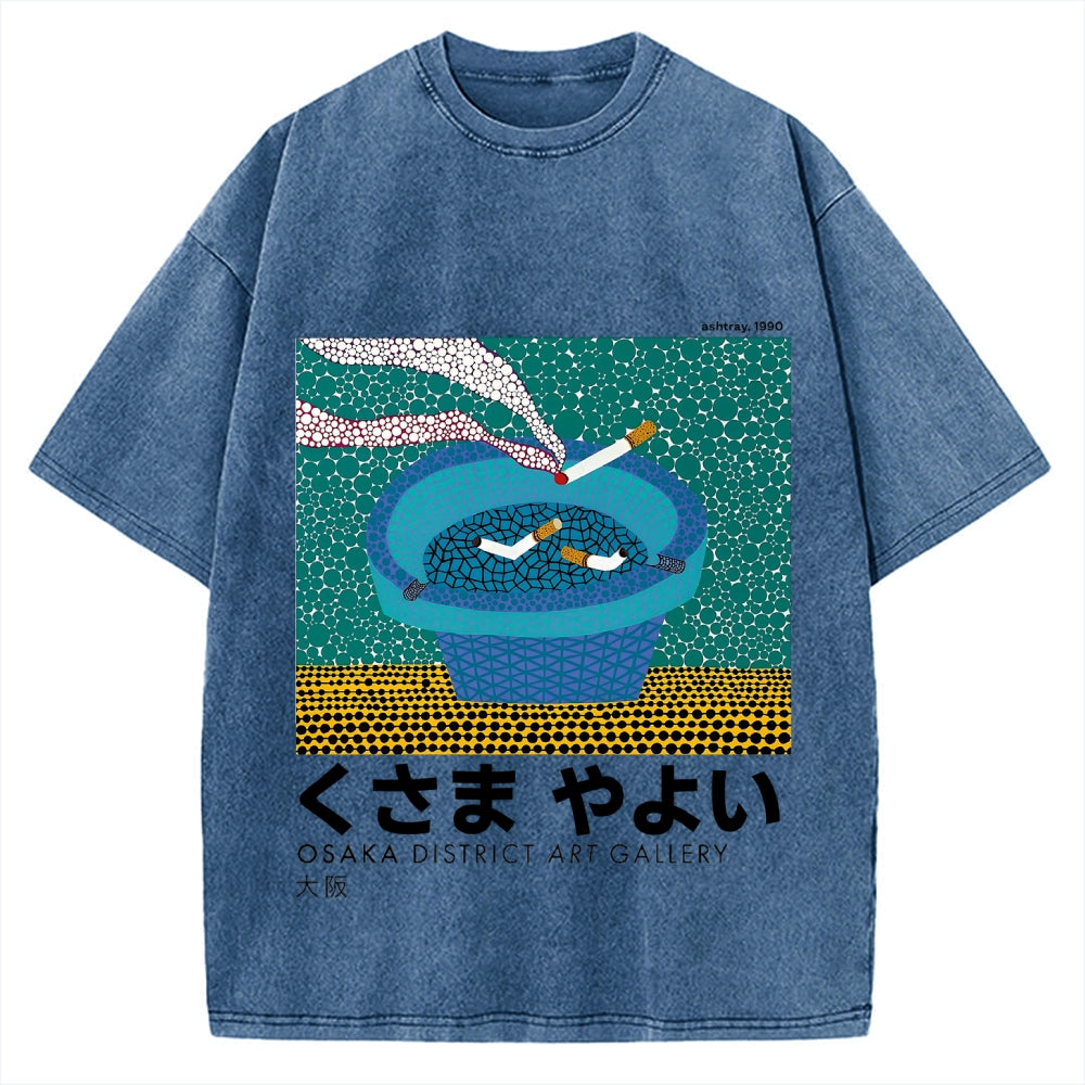Japanese Polka Dot Art Cigarette Butts Vintage Washed T-shirt