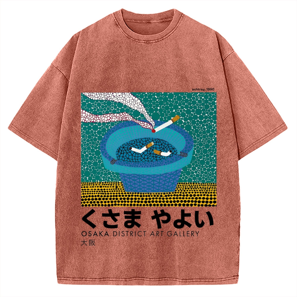 Japanese Polka Dot Art Cigarette Butts Vintage Washed T-shirt