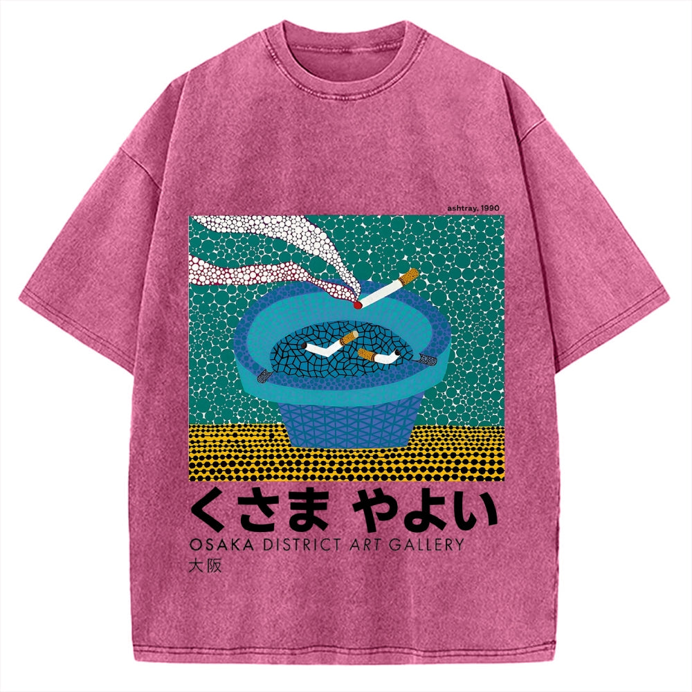 Japanese Polka Dot Art Cigarette Butts Vintage Washed T-shirt