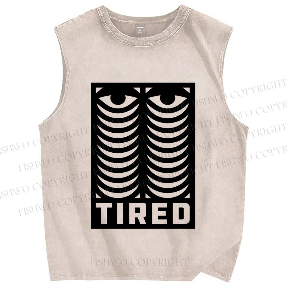Unisex Tired Printed Washed Tank Top
