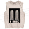 Unisex Tired Printed Washed Tank Top