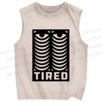 Unisex Tired Printed Washed Tank Top