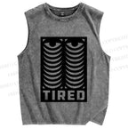 Unisex Tired Printed Washed Tank Top