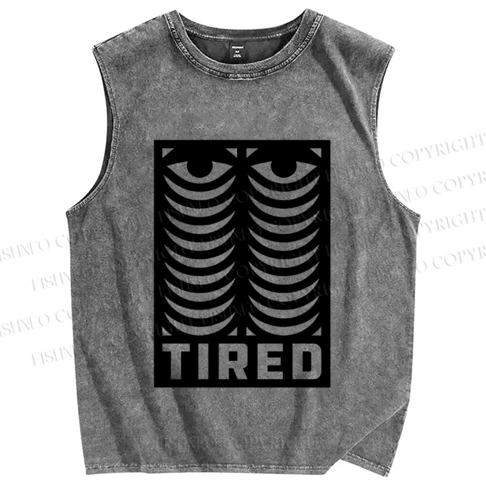 Unisex Tired Printed Washed Tank Top