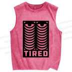Unisex Tired Printed Washed Tank Top