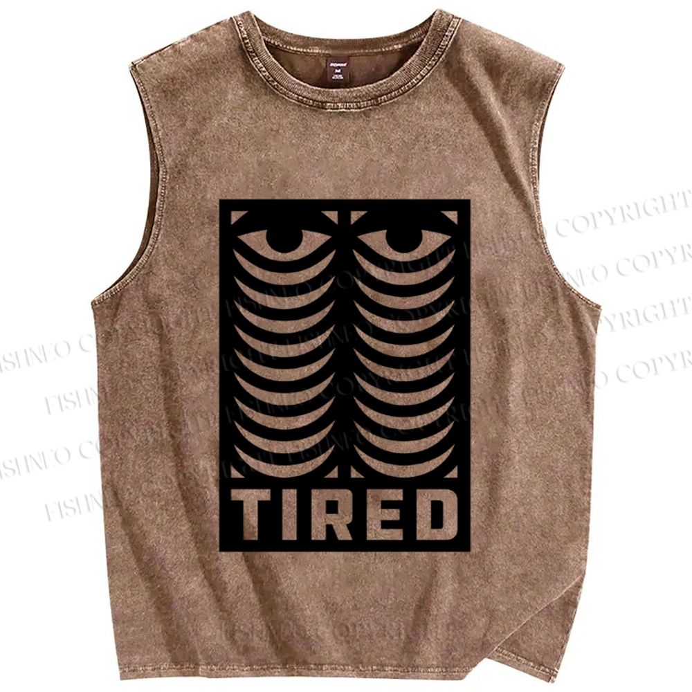 Unisex Tired Printed Washed Tank Top