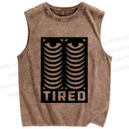 Unisex Tired Printed Washed Tank Top