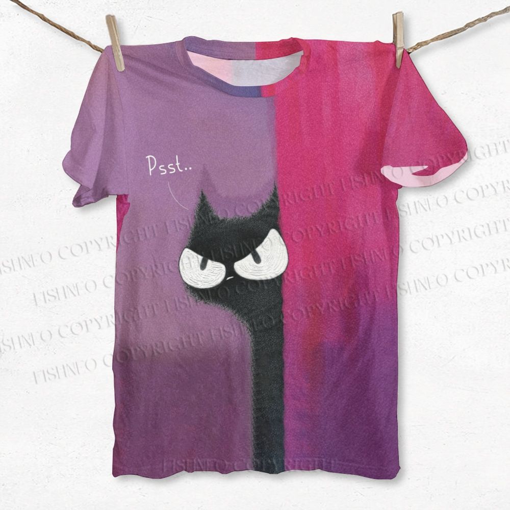Unisex Psst Cat Printed Classic T-shirt
